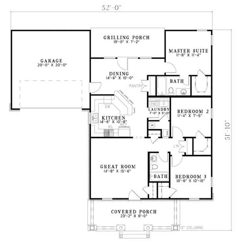 Floor Plan First Story of Country Plan #153-1764